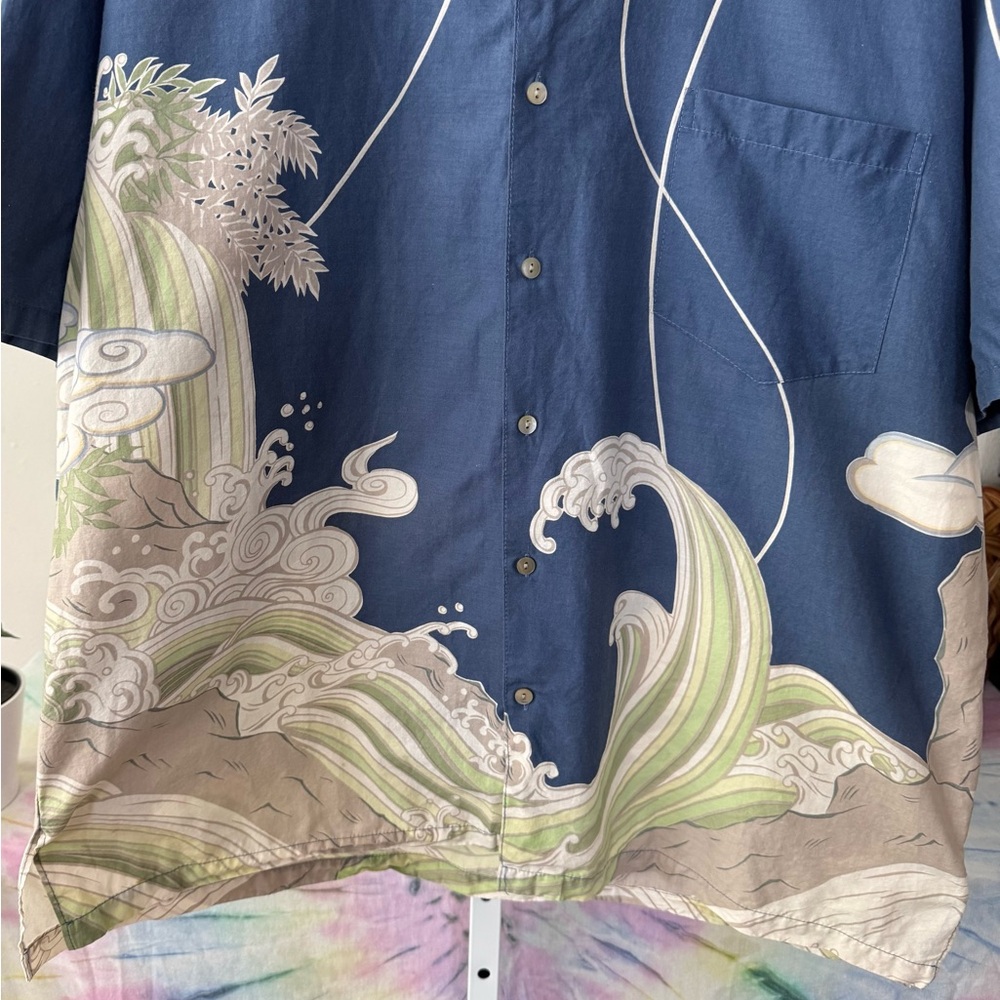 Tori Richard Casual Button Down Shirt Size XL Waves Beach Hawaiian Resort Cotton - Picture 3 of 10